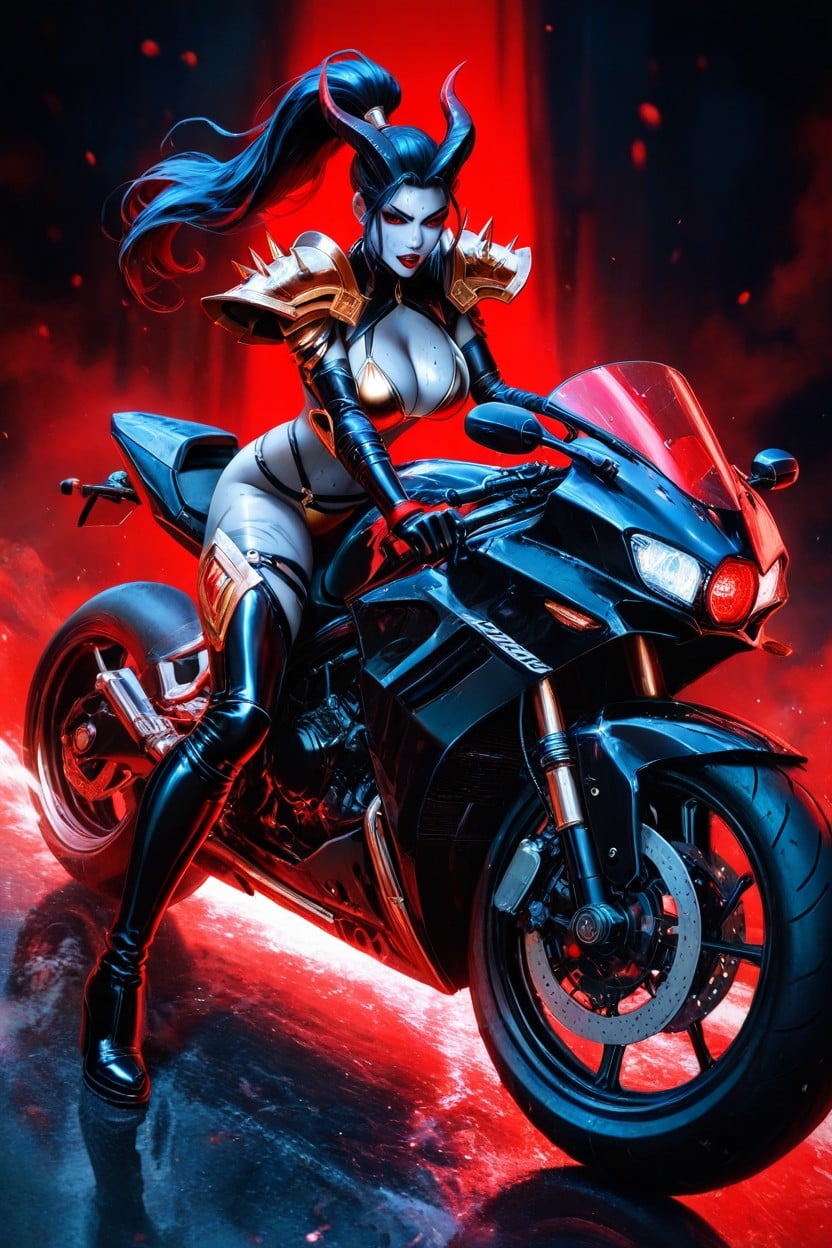 Cinematic Lighting, Dark Blue-black High Ponytail, Action Pose Hentai AI Porn
