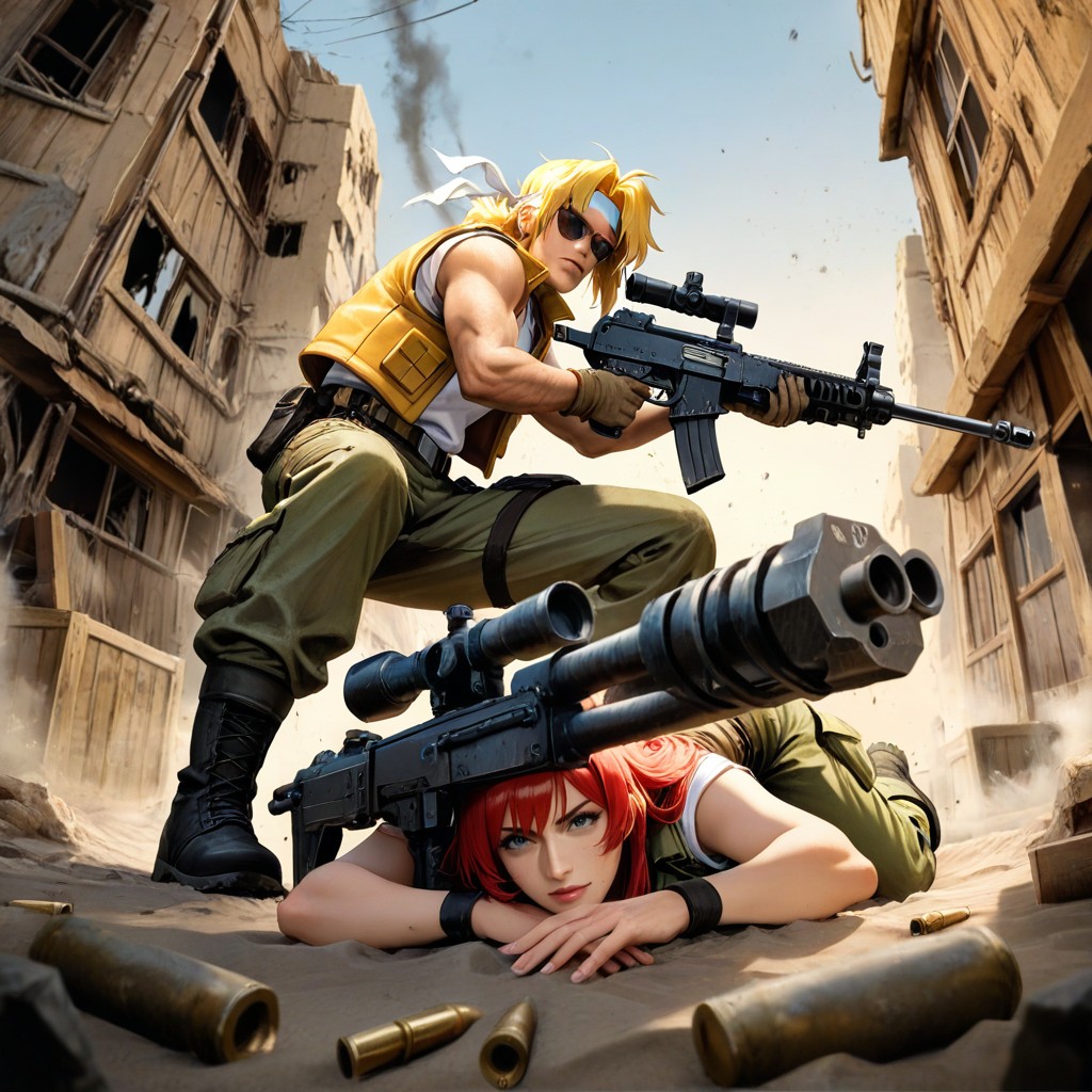 Front-side View, They Are Aiming To The Right Of The Frame, Duo AI Porn