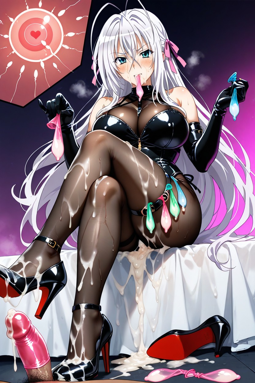 Black Leather Heels, Semen Soaked High Heels, Swallowing Semen Hentai AI Porn