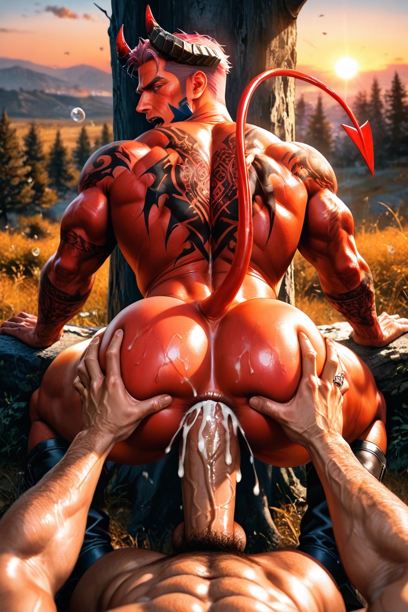 Masculine, Looking At Viewer, Extremely Large Ass ИИ гей порно