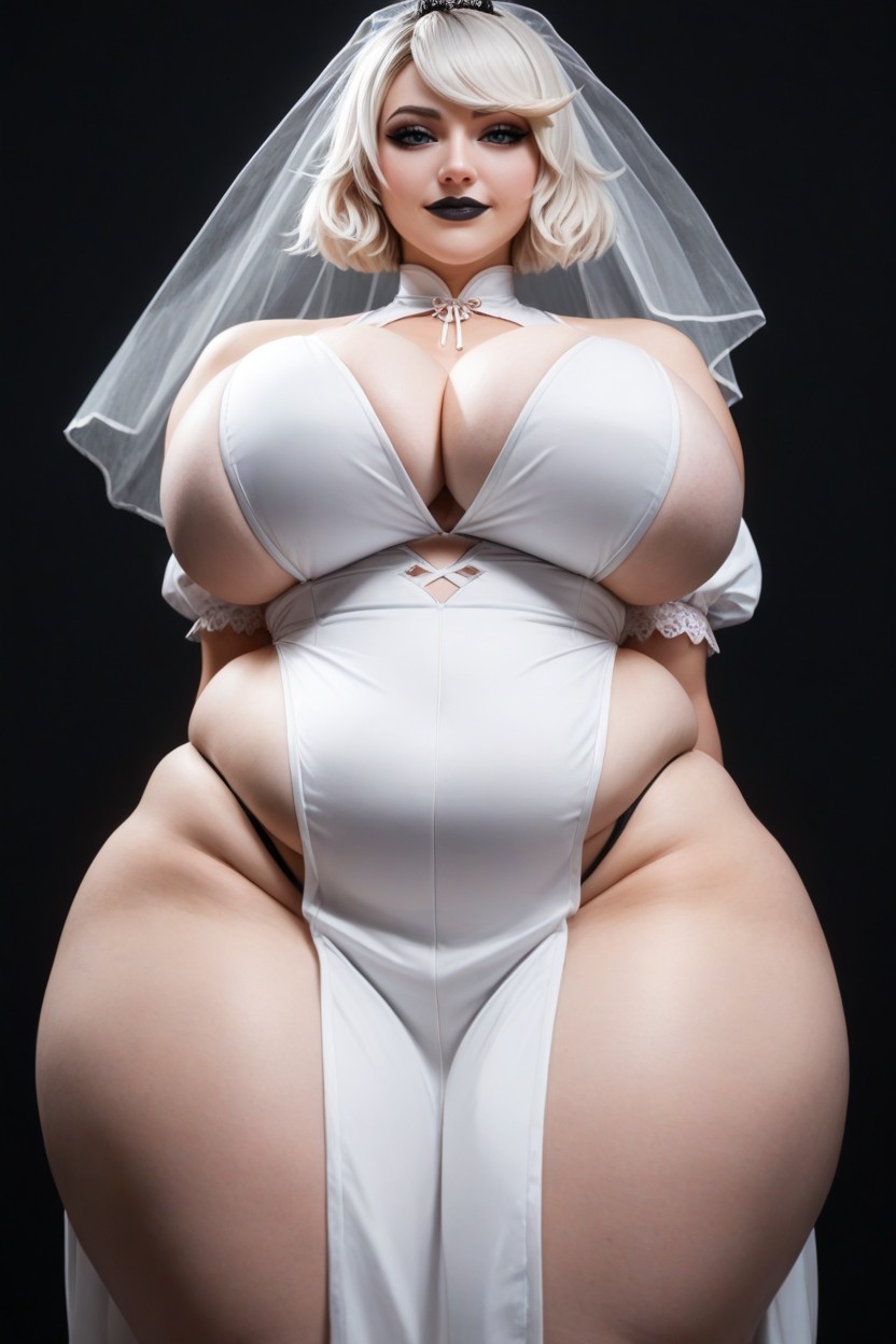 Eyes Wide Open, Gigantic Oversized Colossal Breasts, Looking At Viewer AI Porn