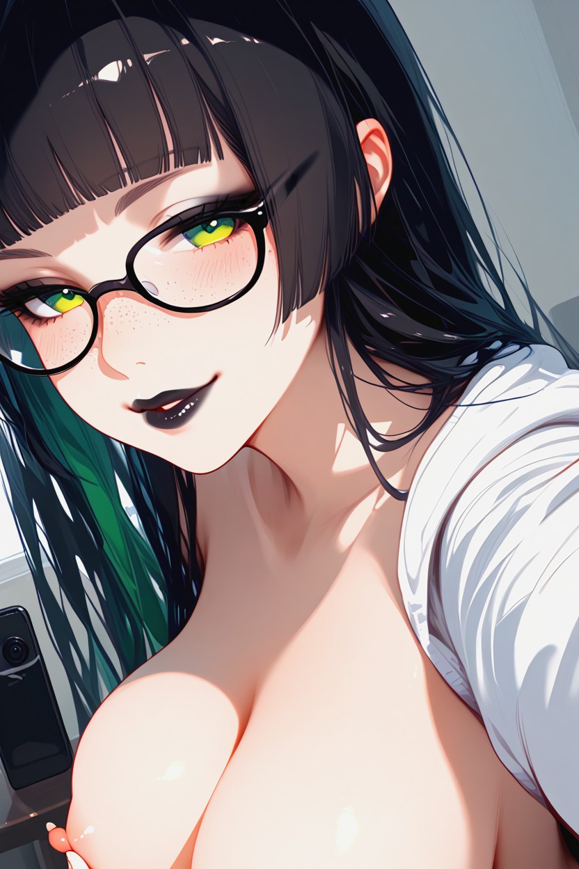 Rounded Face, Long Hair, Makeup Hentai AI Porn