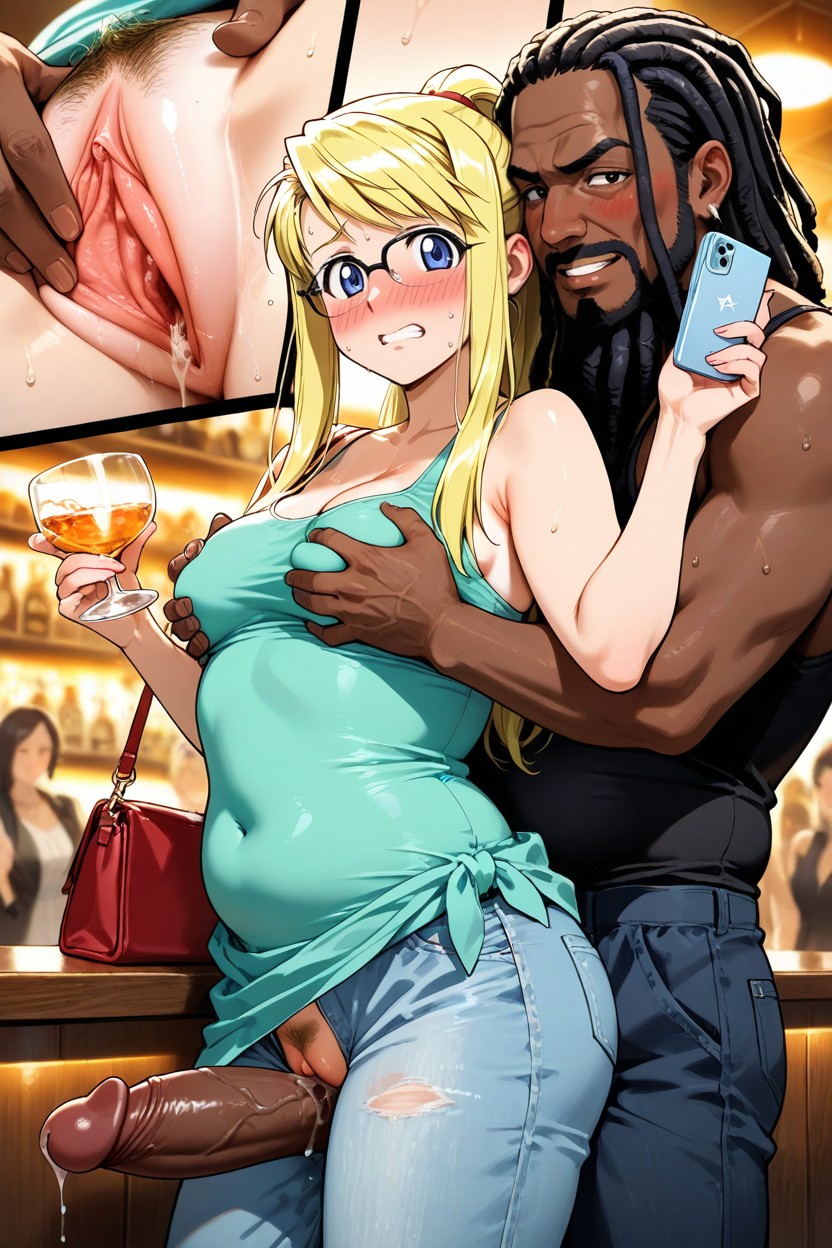 Green Sundress, Crowded Bar, Tan Lines AI Porn