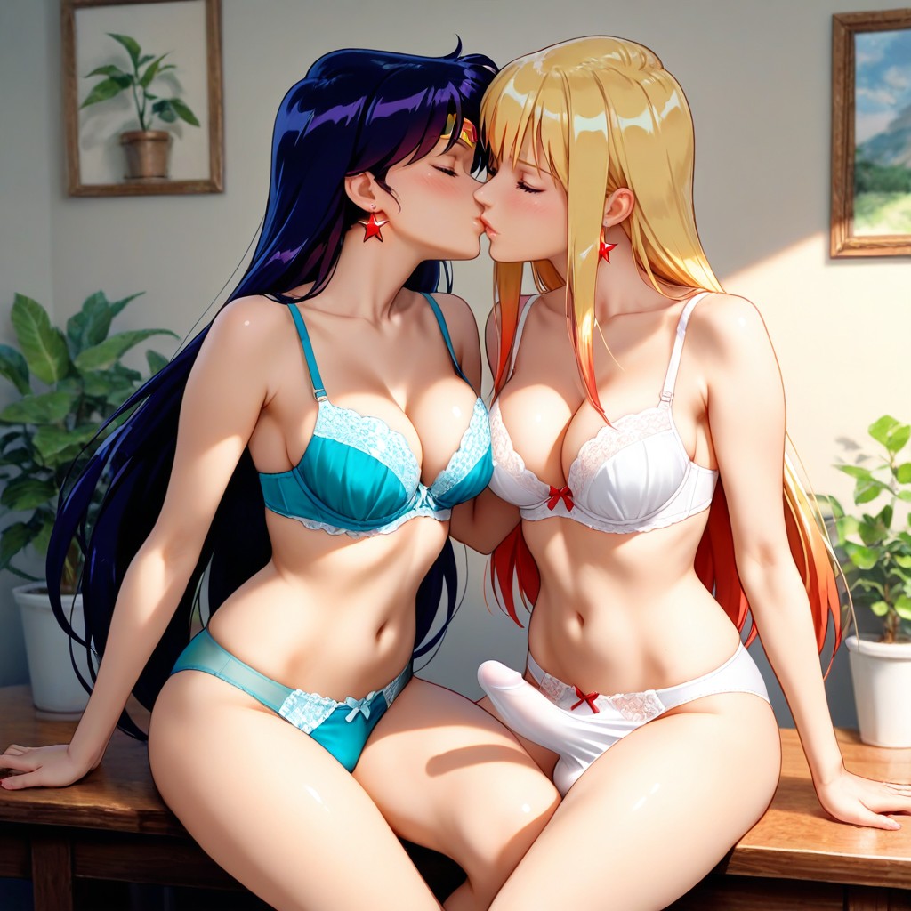 Sitting On Table In A Cozy, Erection, Casual Clothing Hentai AI Porn