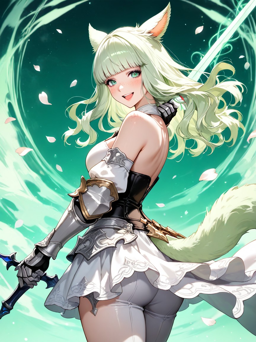 Grinning, Holding Sword Up To Face, Medium Chest Hentai AI Porn