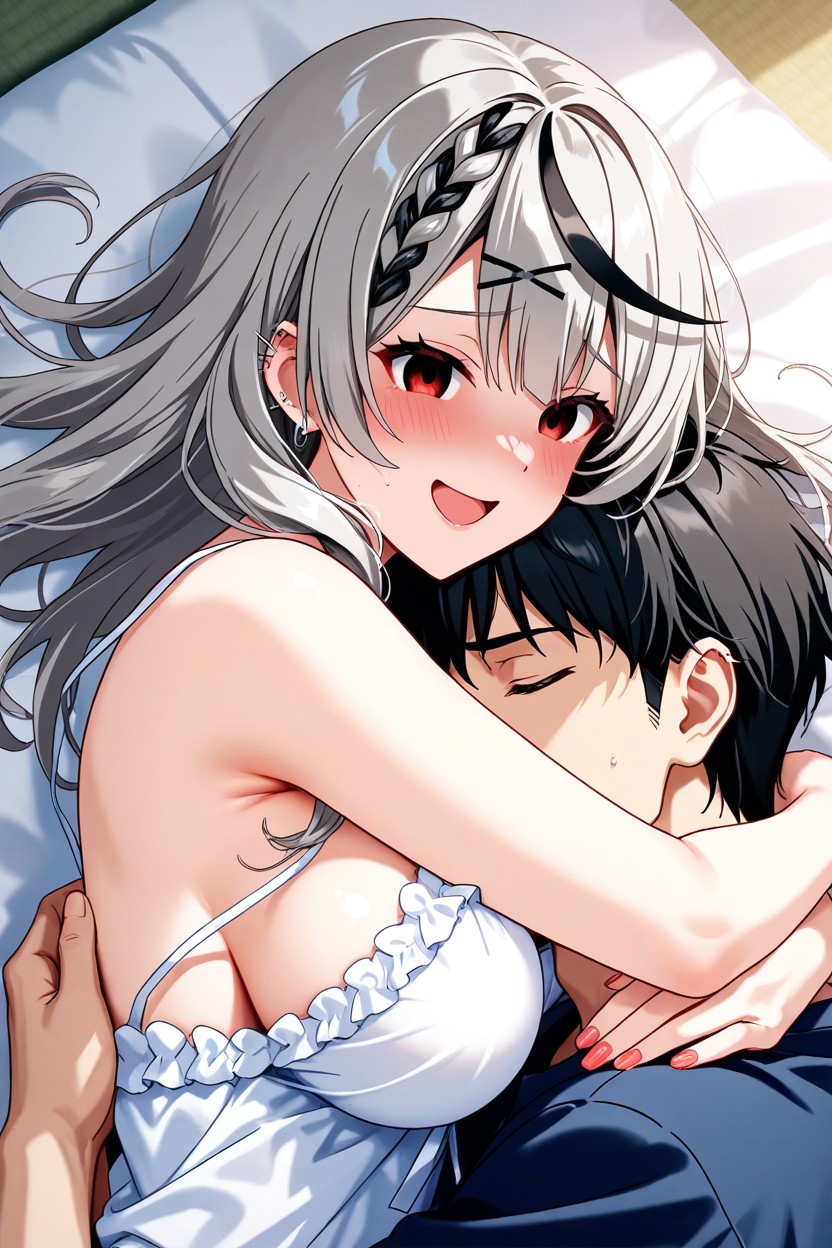 Male Character, Breasts Hug Sideways, Black Hair Man Hentai AI Porn