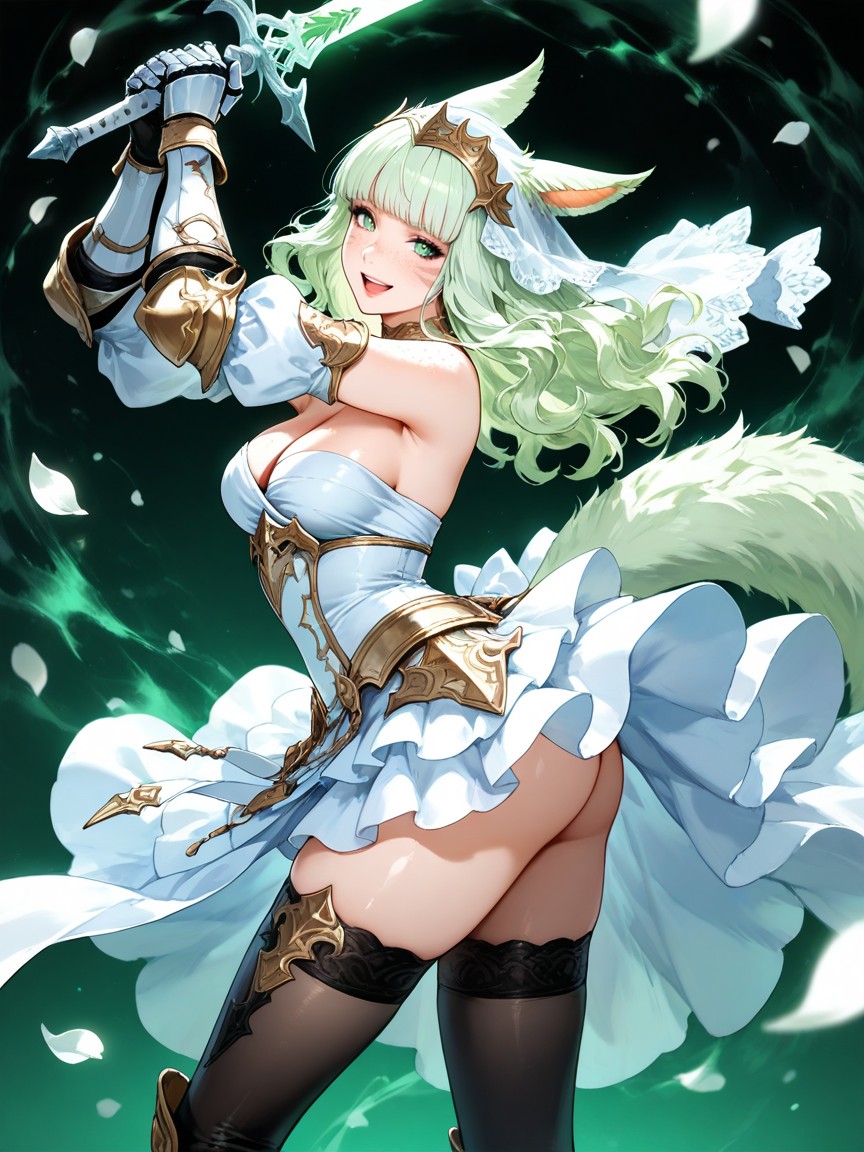 Black, White Armored Skirt, Black Thigh-highs Hentai AI Porn