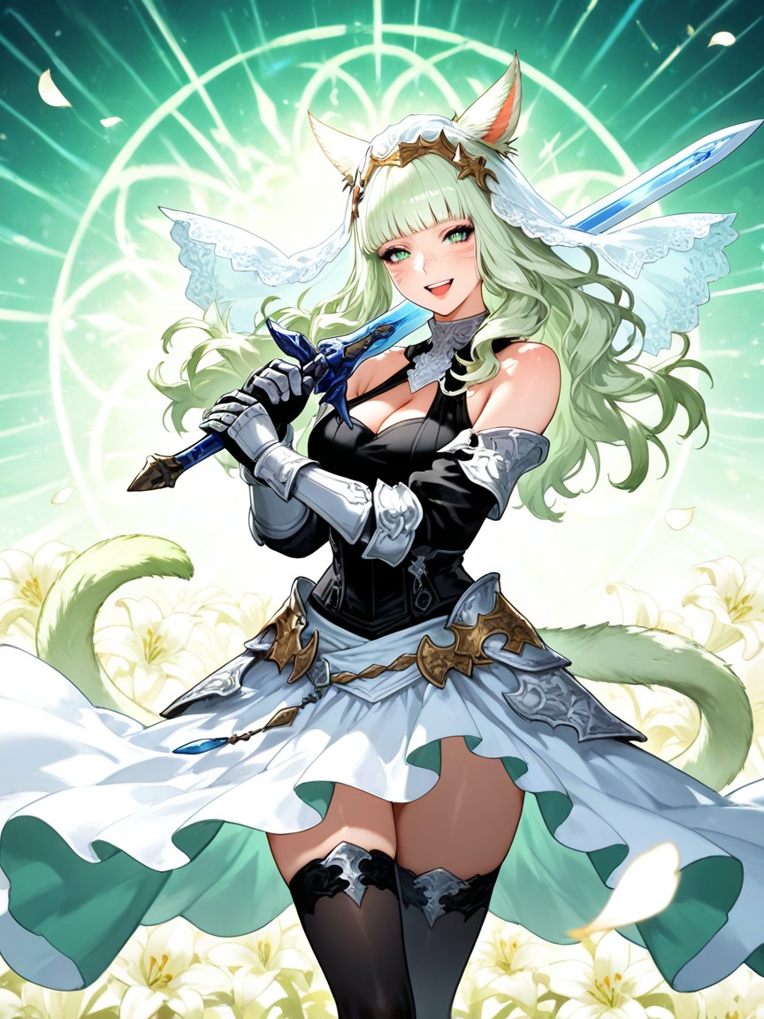 Blunt Bangs, Black Thigh-highs, Lily From Final Fantasy Xiv Hentai IA
