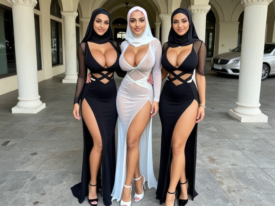 Total Transparent Tight Clothes, Standing, Silk Dress AI Porn