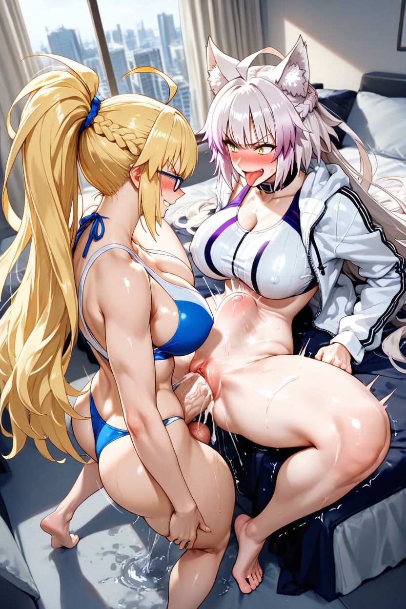 Ponytail, Face To Face, Very Big Penis Futa Hentai AI Porn