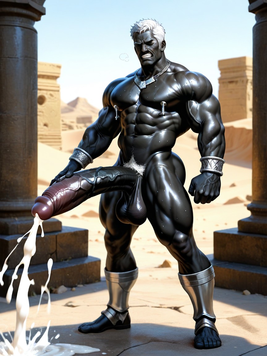 Arnold Render, Exaggerated Long Thick Foreskin, Muscular AI Gay Porn