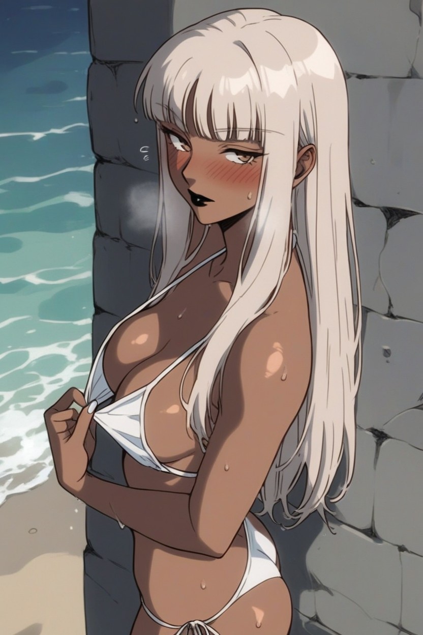 Water Droplets On Breasts, Black Lips, Wet Body Hentai AI Porn