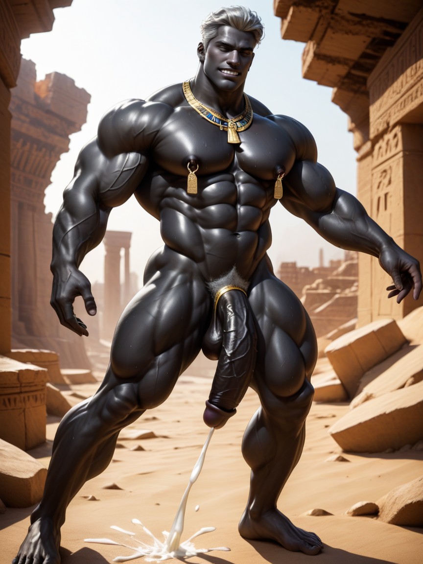 Gigantic Vascular Throbbing Hard Erect Fat Thick Girth Veiny Turgid Cock, Wasp Tapering Trimmed Down Waist, Massive Feet And Hands AI Gay Porn