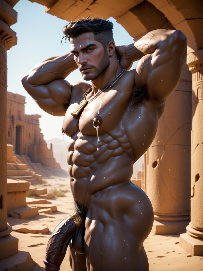 Completely Naked, White Dense Excessive Pubic Hair, Gay AI Gay Porn