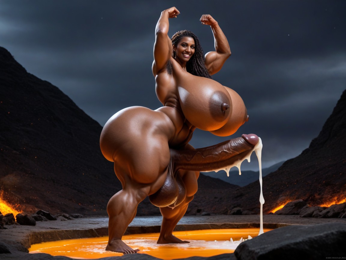 Shoulder Length Hair, Cum Testicles, White Straight Hair Shemale AI Porn