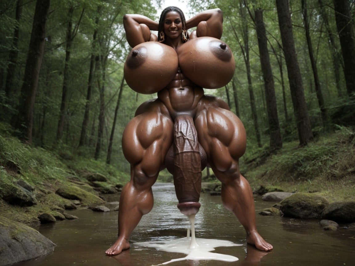 Standing, White Straight Hair, Cum Testicles Shemale AI Porn