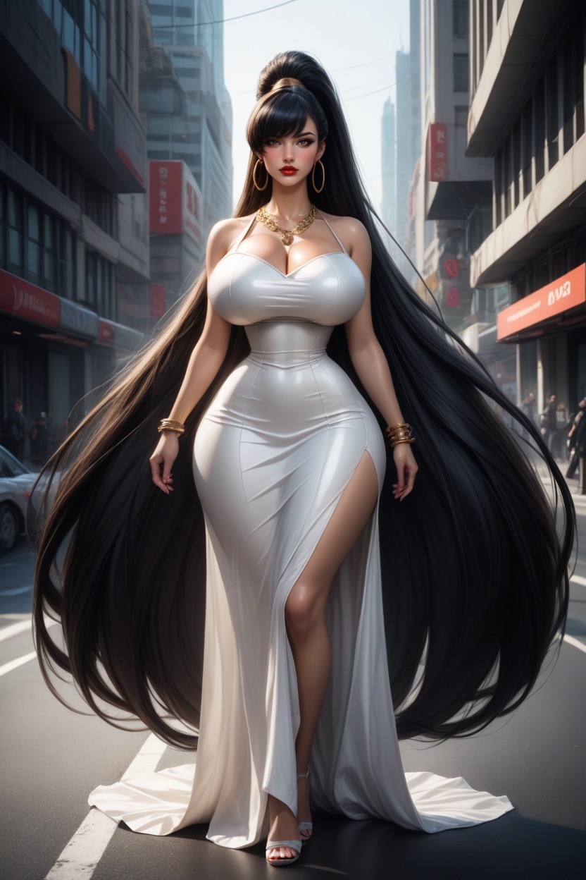 Excessively Long High Hair, Bangs, 18+ AI Porn