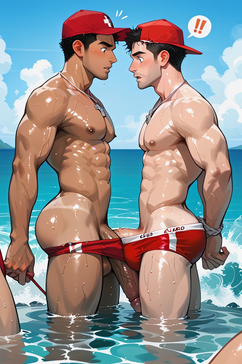 Flustered, Side View, Hyper Cock AI Gay Porn
