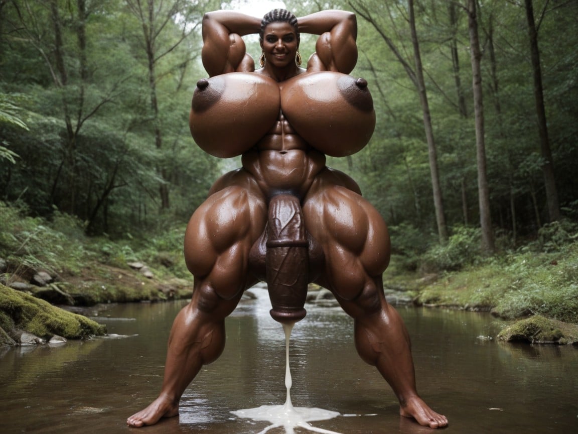 White Straight Hair, Gigantic Biceps, Pony Cock Shemale AI Porn