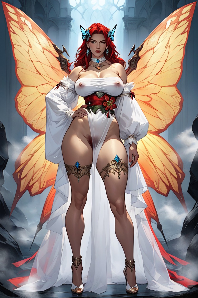 Yoshiwara Red Light District, Off Shoulder Courtesan Costume With Delicate Hydrangea Embroidery, Excitement 라틴 AI 야짤