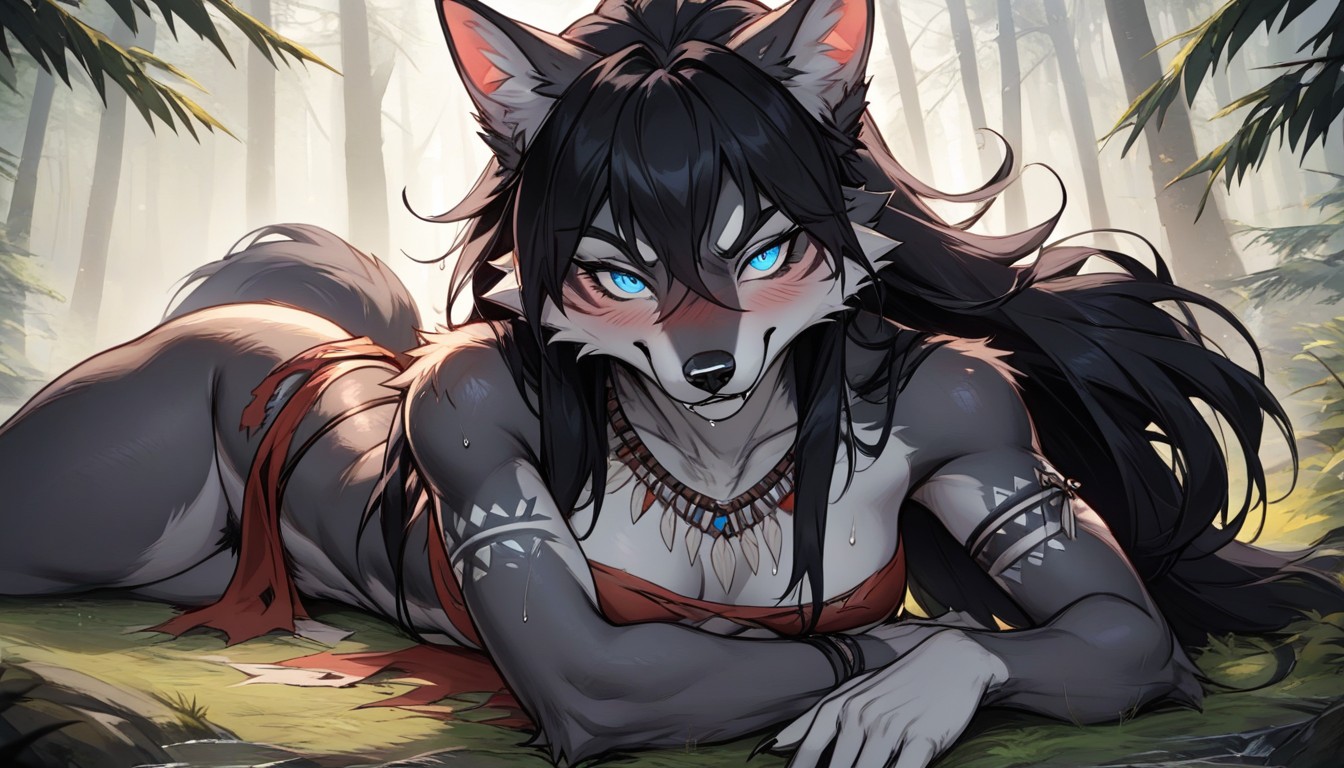 Skinny, Underboob, Tribal Wear Furry AI Porn