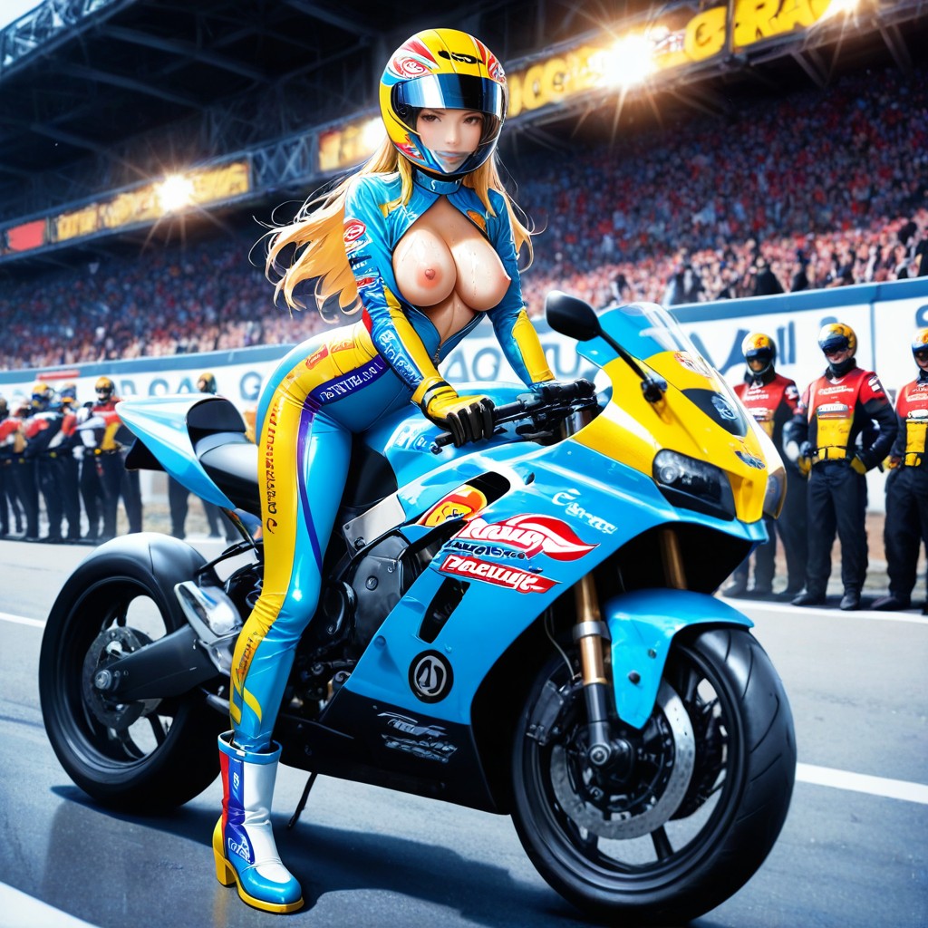 Medium Ass, Mouth Covered By Helmet, Racing Gloves Hentai IA