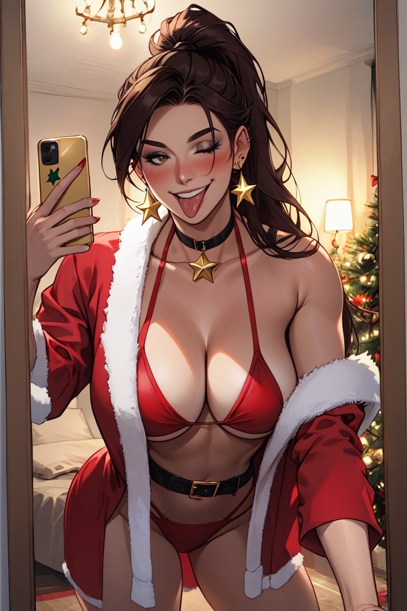 Choker, Brown Eyes, Bikini AI Porn