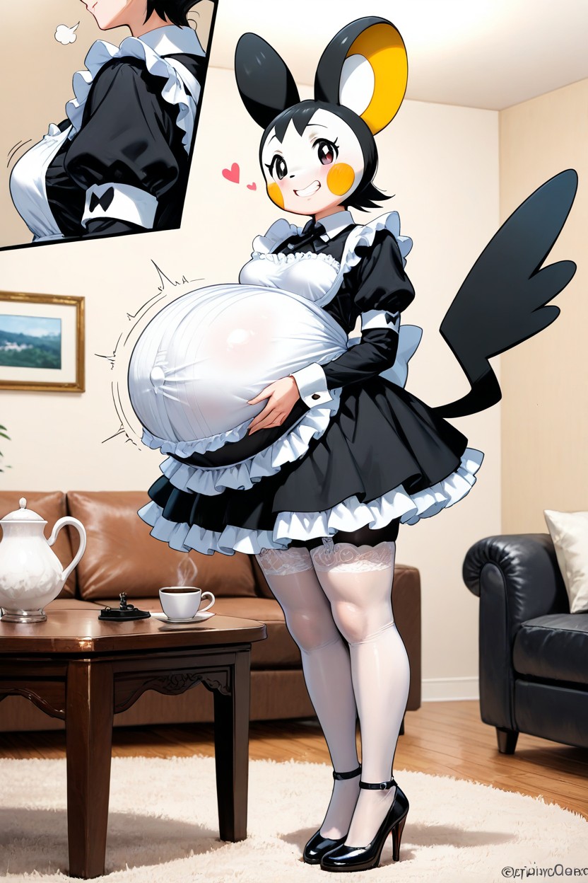 Model, Love Hearts, Massive Hyper Pregnant Belly AI Porn