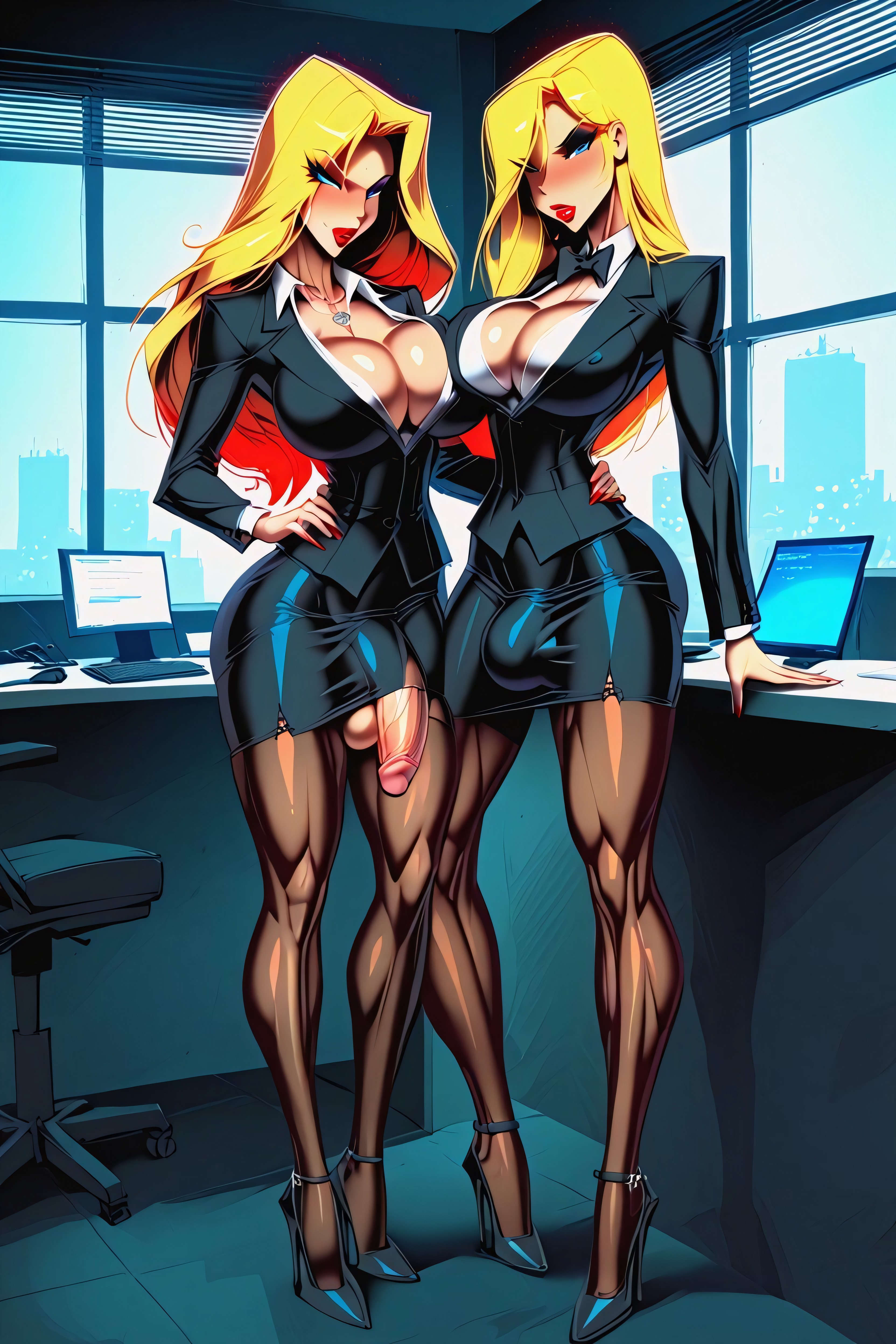 Tits, Red Lip Stick, Red Lips AI Porn