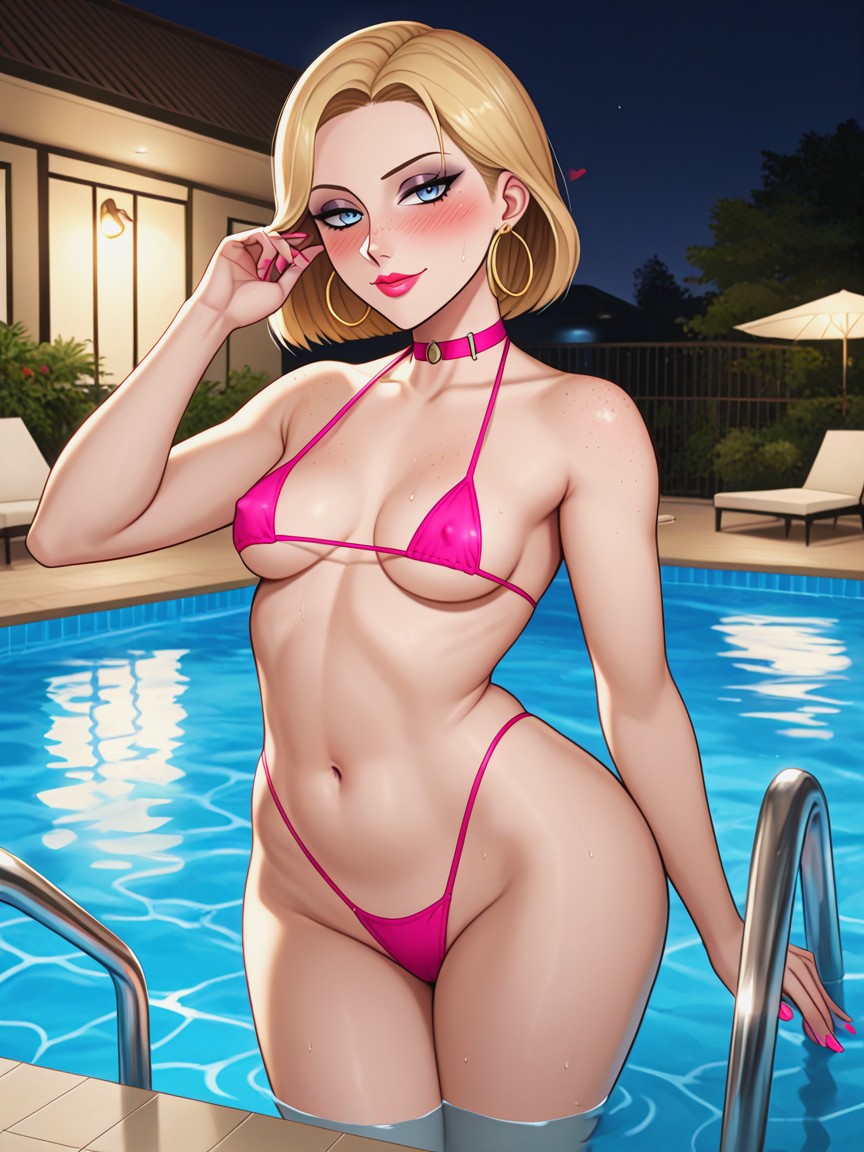 Bubble Butt, Night, Pool Hentai AI Porn