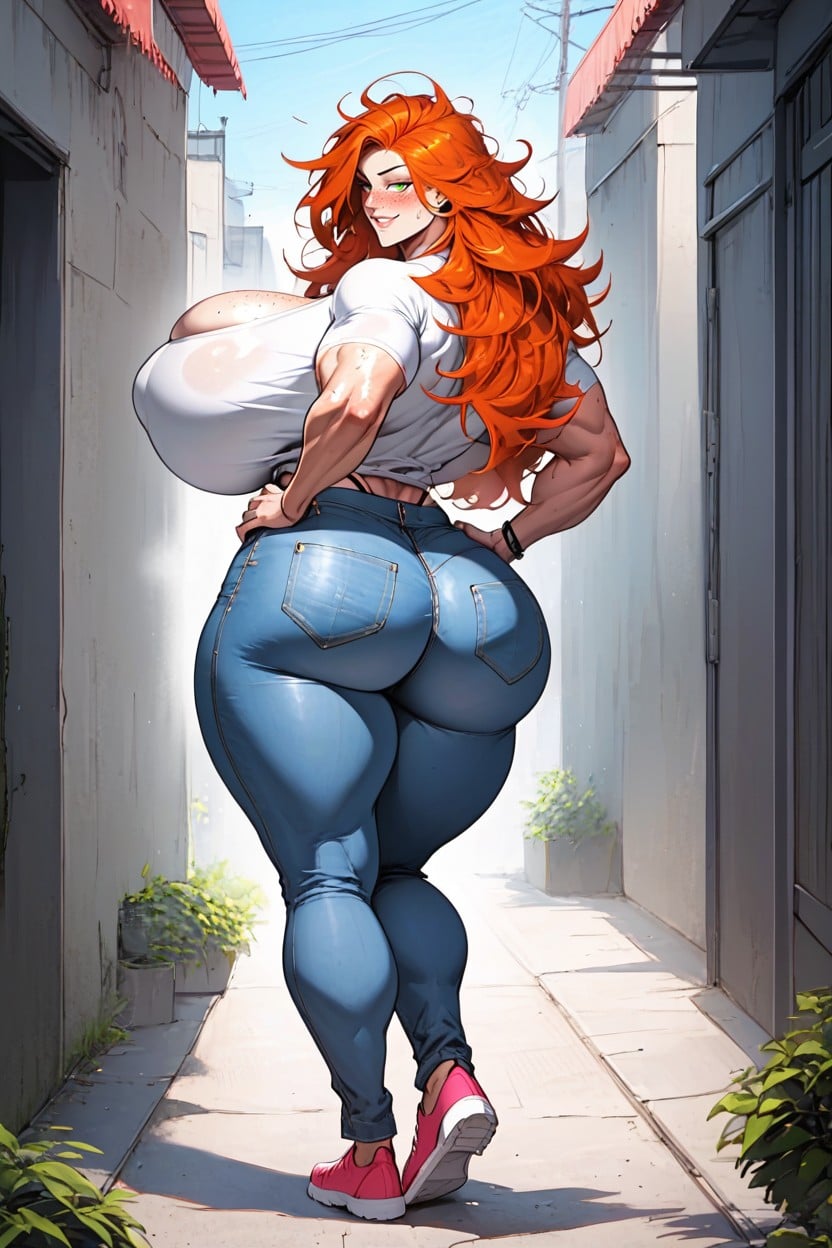 Massive Breasts, Messy Hair, Shiny Skin Hentai AI Porn