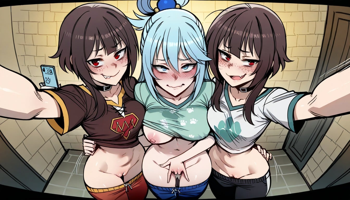 Swollen Pussy, Fang, Selfie With Both Hands Hentai AI Porn