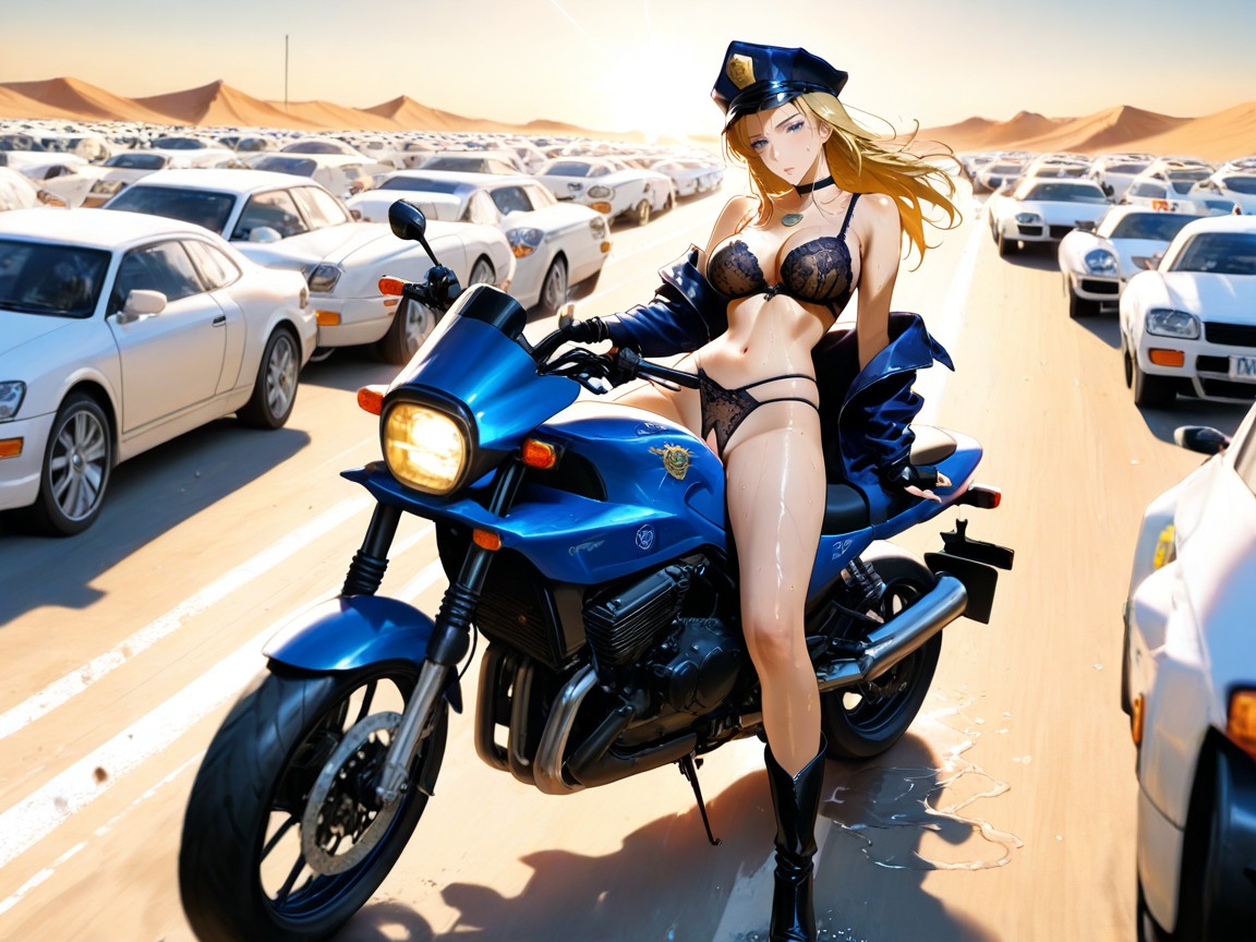 Front View Of Faye Valentine Of Cowboy Bebop, Side View, Wet Pussy On Seat AI Porn