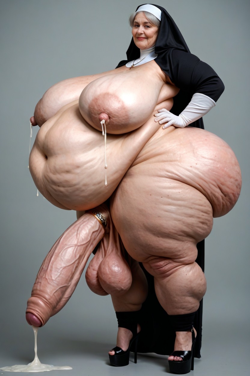 Extremely Large Ass, Plump Arms, Saggy Balls Shemale AI Porn
