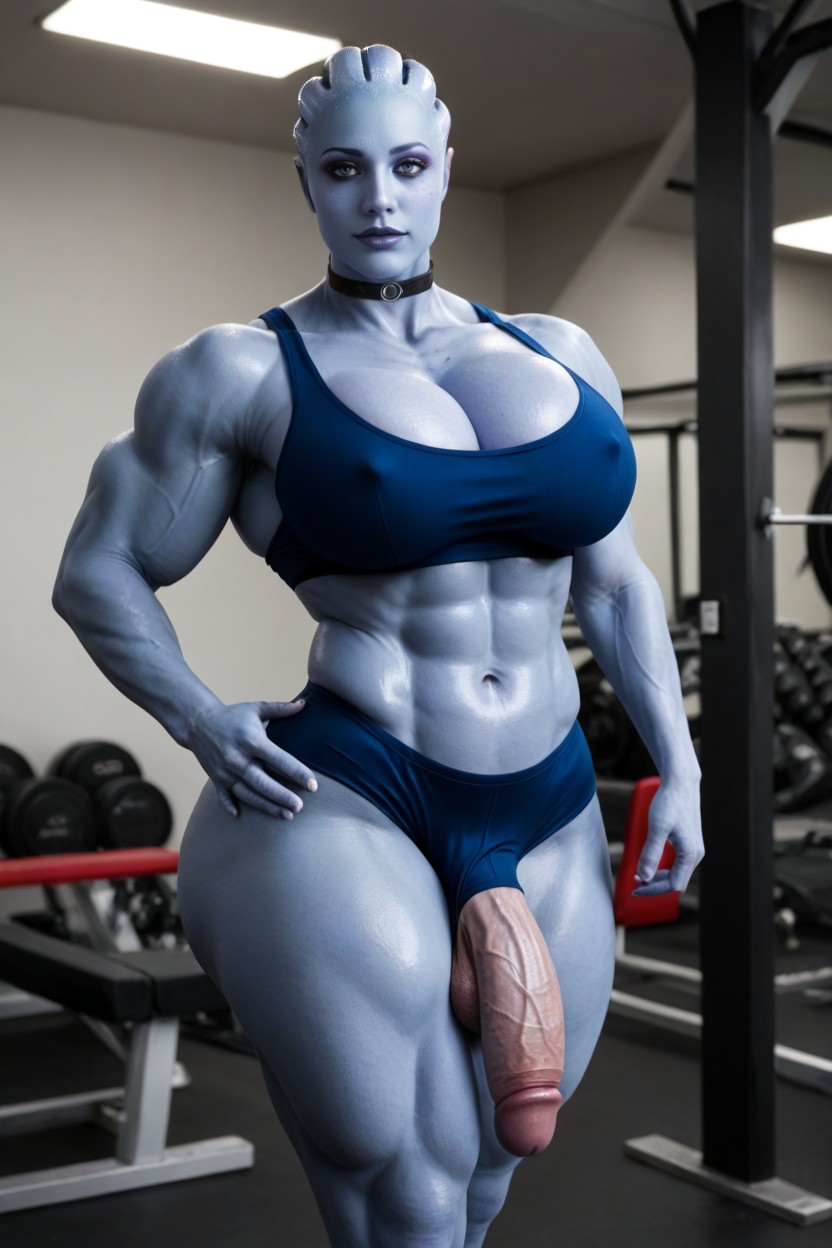 Person, No Tits, Thick Muscular Thighs Male Chested Shemale AI Porn