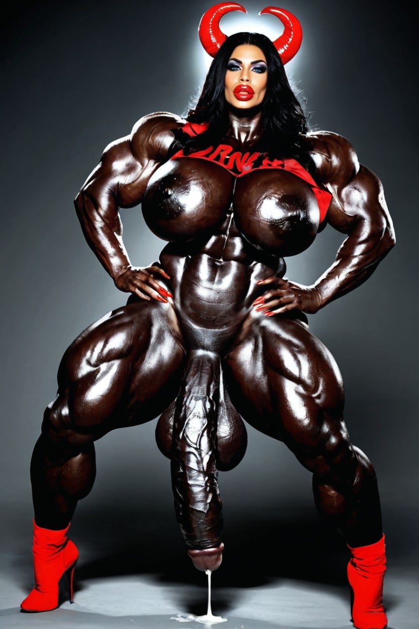 Gigantic Flaccid Black Cock, Gigantic Veins All Over Her Body, Succubus Shemale AI Porn