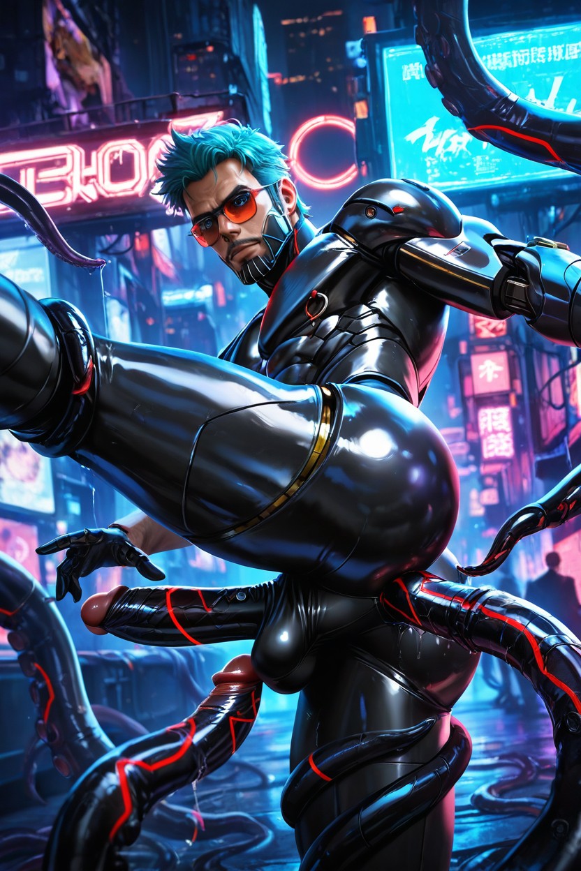 Ass Focus, Award Winning Photo, Black Cyberpunk Robotic Tentacles 게이 AI 포르노