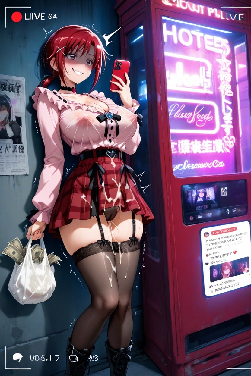 Mignon, Red Checked Skirt, Looking At Iphone Porno IA Hentai