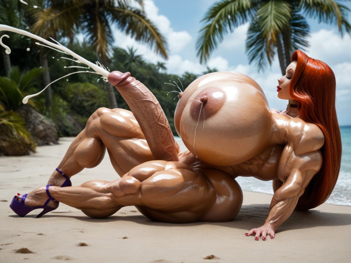Super Ultra Hyper Saggy Full Massive Enormous Ample Tit Growth, Extremely Muscular, Hyper Built Huge Muscles Shemale AI Porn