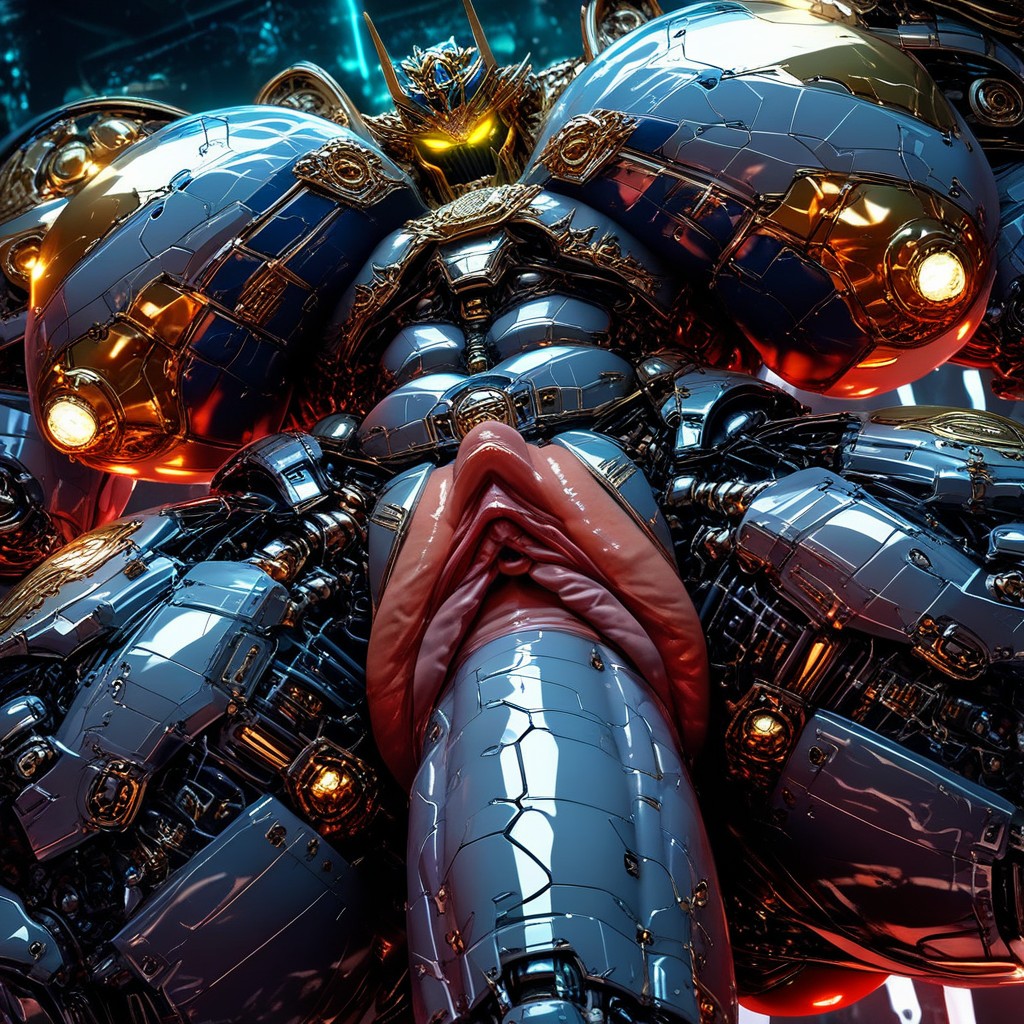 Huge Pumped Clit, Focus On Pussy, Giant Machines Holding Arms AI Porn