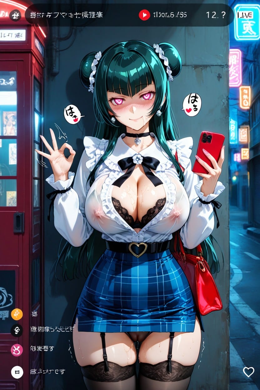Horny, Leaning Against The Wall, Neon Lights Hentai KI Porno