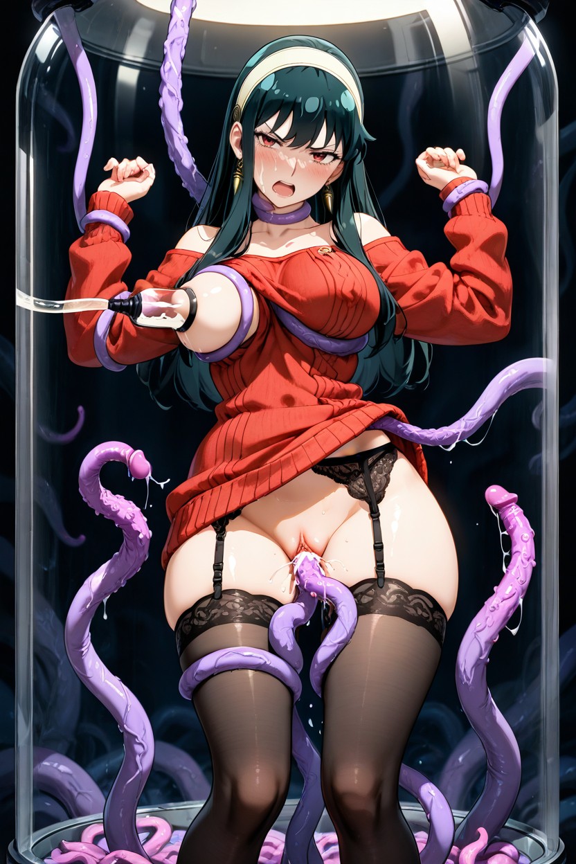 Standing, Tentacles Grab The Thigh, Tentacles Grabbing Breast Hentai AI Porn