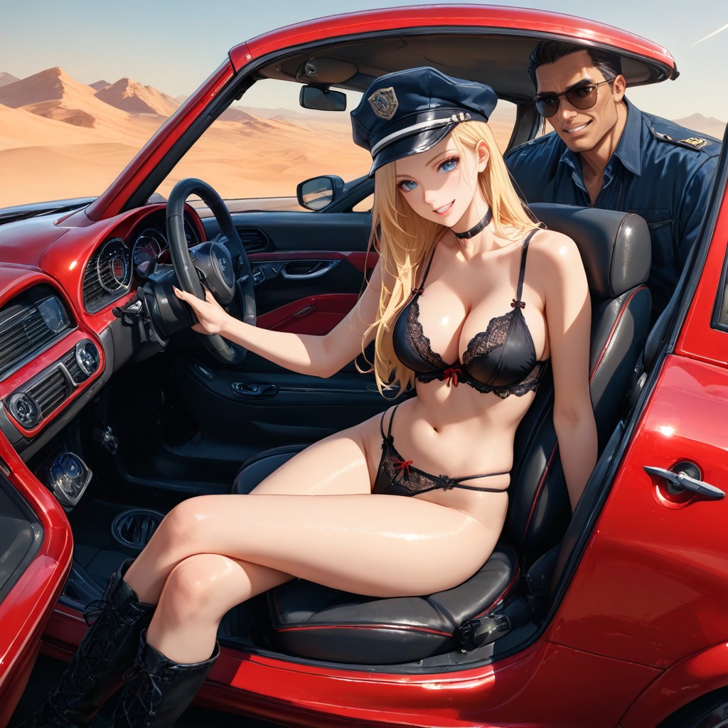 No Top On Car, Two People, Blonde Hair Porno IA
