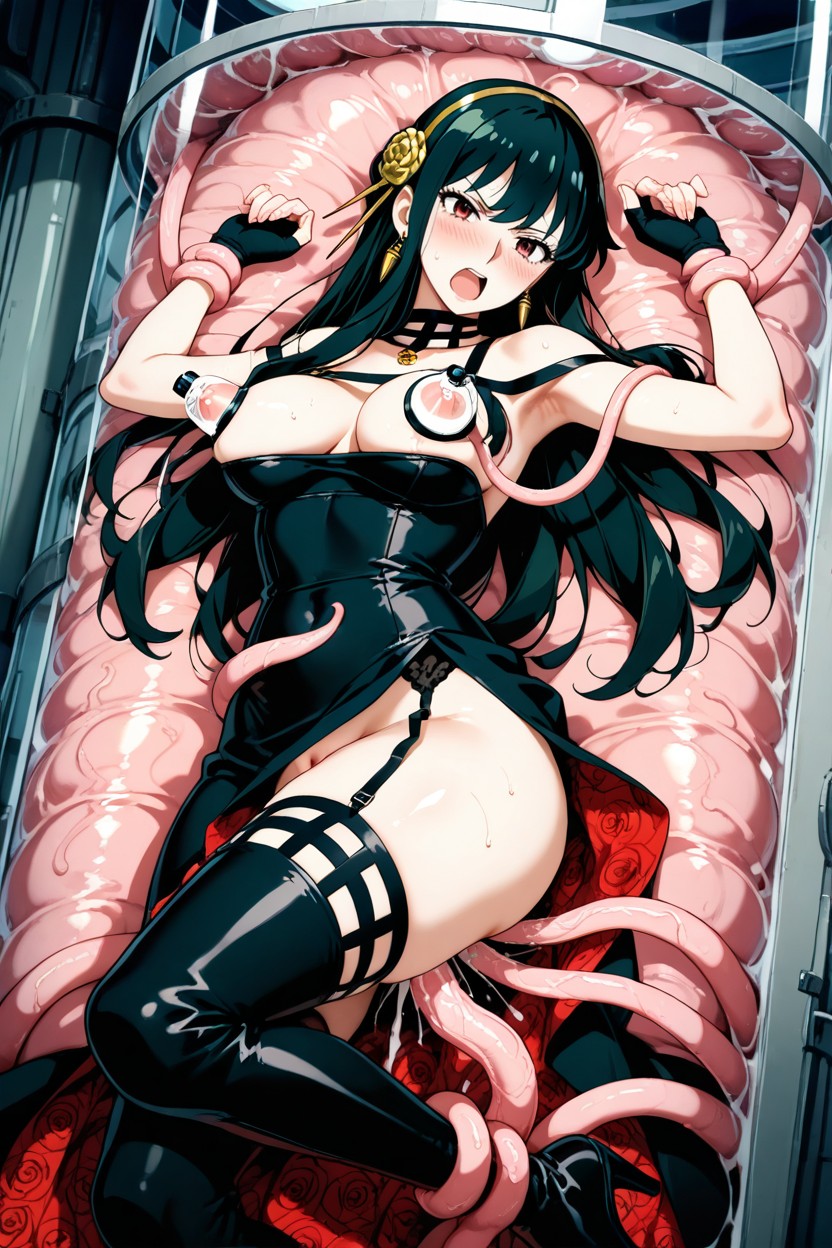 Erect Nipples, Laying, High Leg Slit Hentai AI Porn