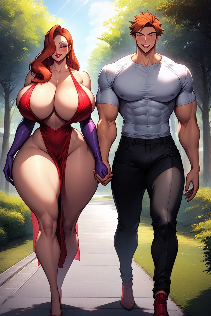 Exposed Thighs, Dark Pants, Wide Hips Hentai AI Porn