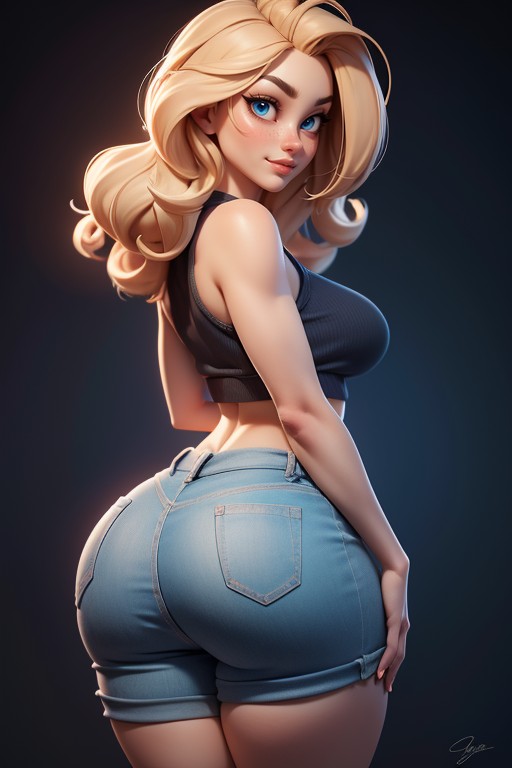 Jean Shorts, Thick, Cheeks Revealed Under Hentai AI Porn