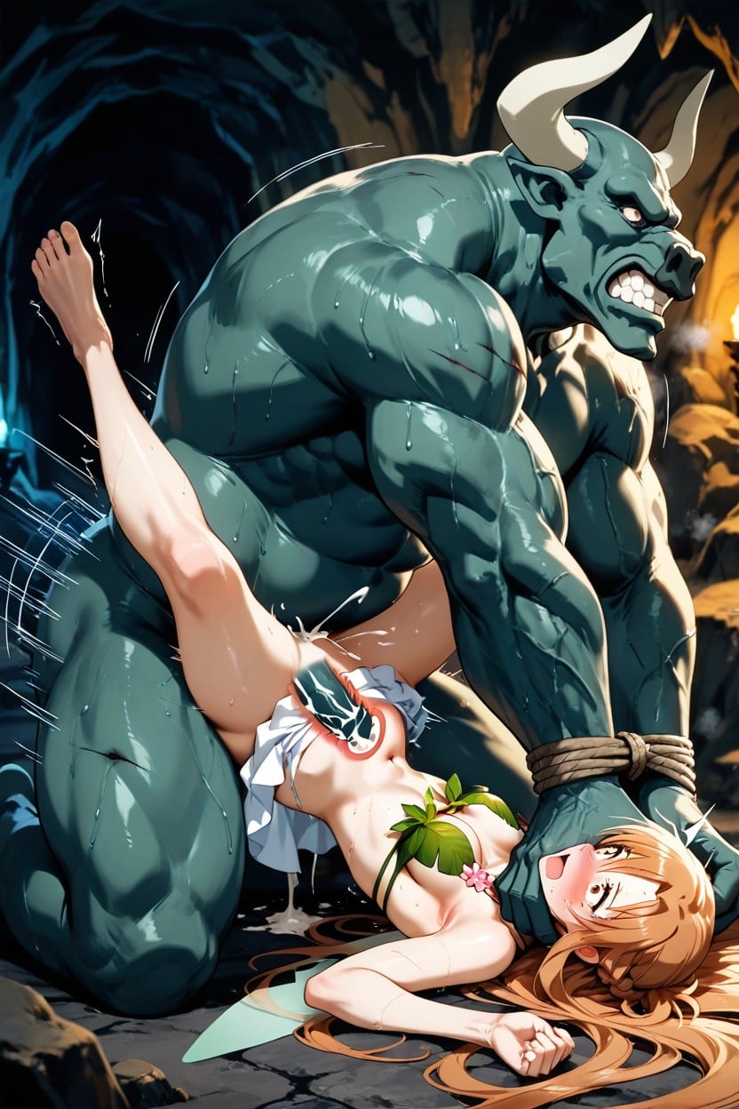 Bright Hair, Small Breasts, Torn Clothes Hentai AI Porn