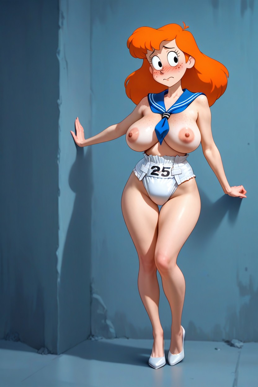 Ginger Hair, Pear Body, Extra Detail Hentai AI Porn