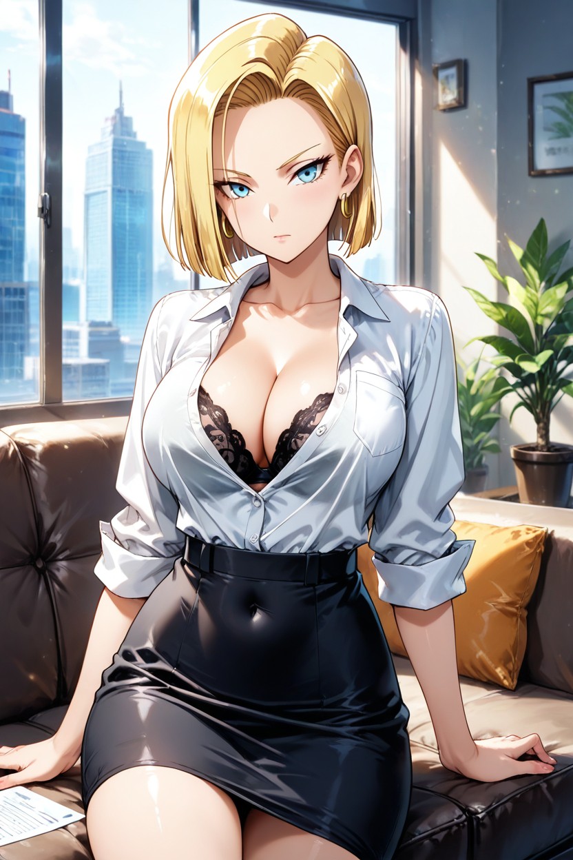 Dress Shirt, Blue Eyes, Jewelry AI Porn