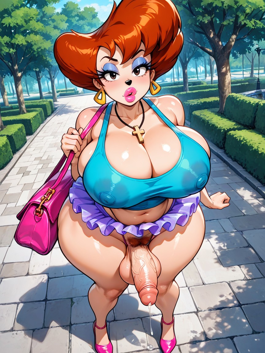 Bimbo, Extremely Large Ass, Mini Skirt Hentai AI Porn